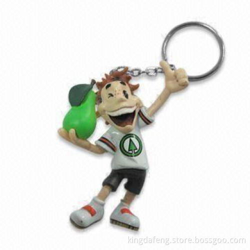 Fancy Keychain with Plastic Figure, Various Designs, Colors, and Logo Printing are Available